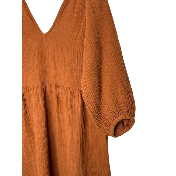 NWT Madewell Womens Midi Dress XS Lightspun V Neck Double Gauze Pockets Brown - Picture 9 of 15